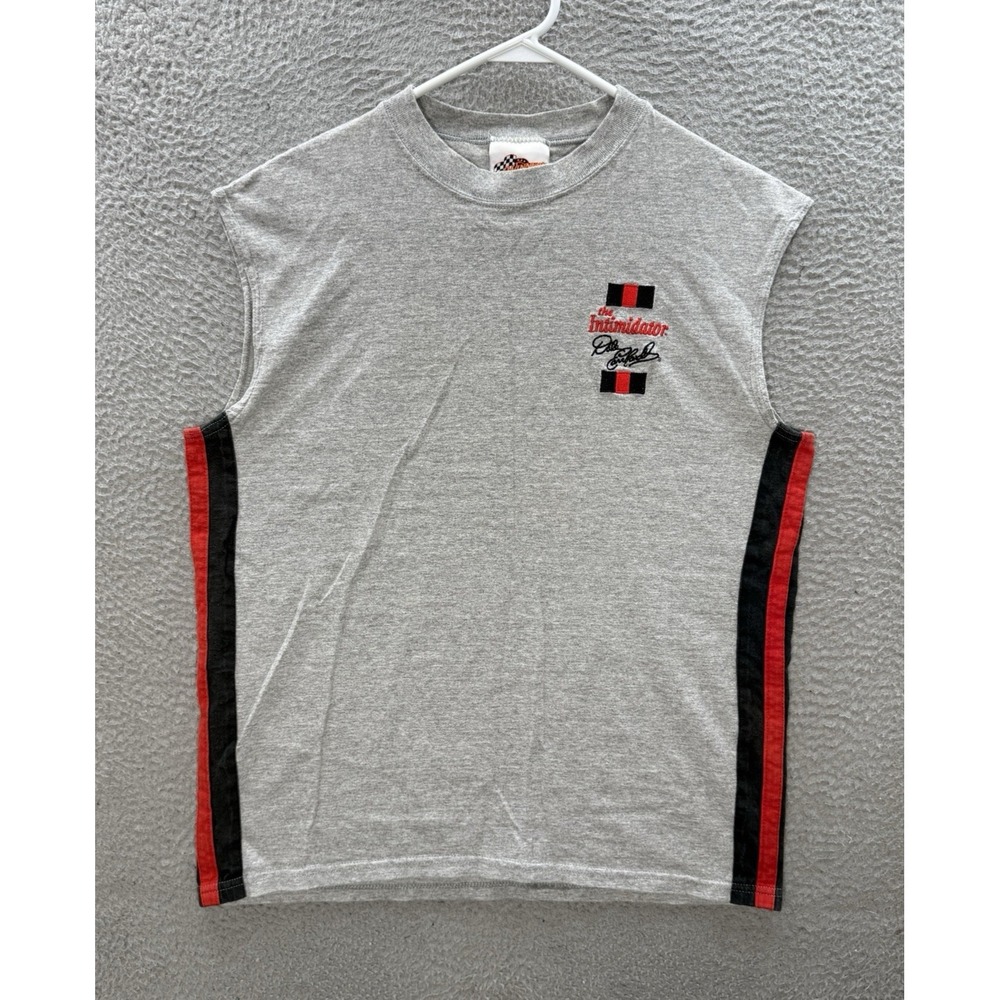 Vintage Nascar Shirt Adult Medium Gray Embroidered Dale‎ Earnhardt Grunge Y2K